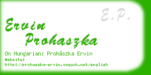 ervin prohaszka business card